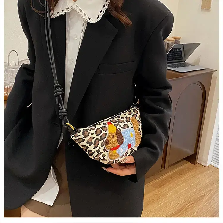 Women's Dumpling Crossbody Bag with Leopard Print — feature 24