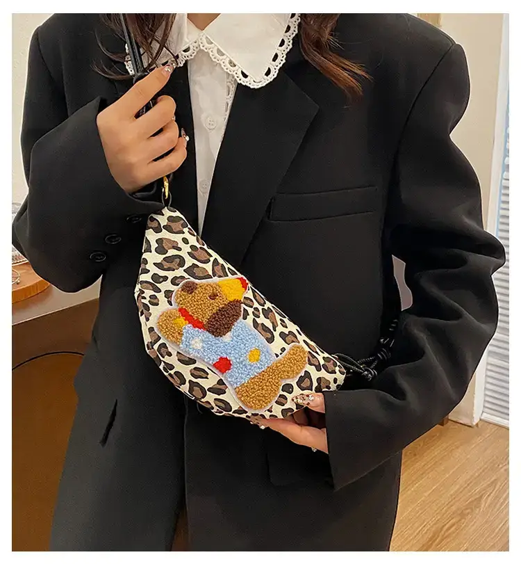 Women's Dumpling Crossbody Bag with Leopard Print — feature 6