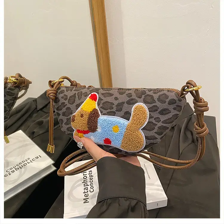 Women's Dumpling Crossbody Bag with Leopard Print - Image 2