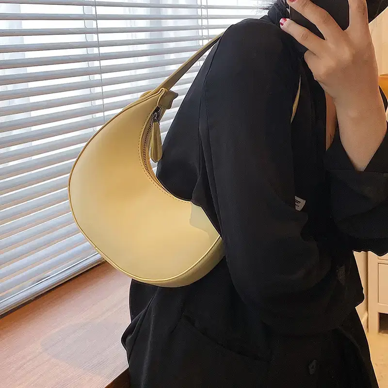 Summer Retro Yellow Shoulder Bag for Women 2024