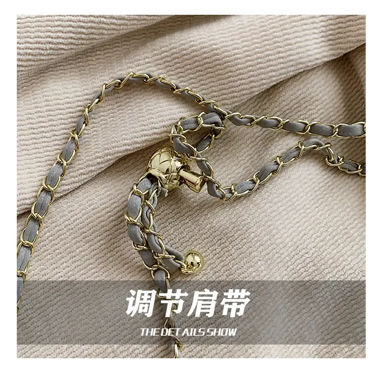 Women Retro Frosted Chain Bucket Bag Cream — feature 13