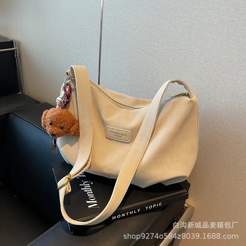 Women Casual Shoulder Bag Beige Korean Style 2026 - Image 2
