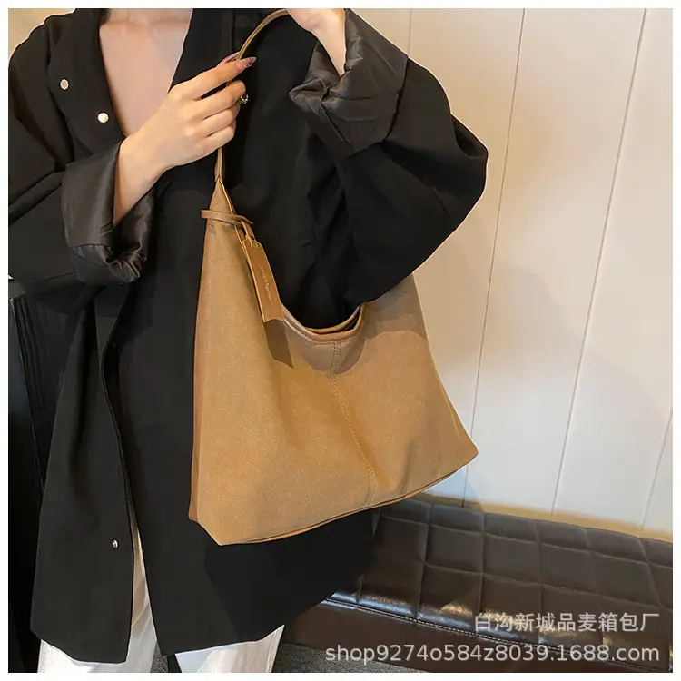 Women Retro Frosted Suede Shoulder Bag Brown Large Capacity — feature 27