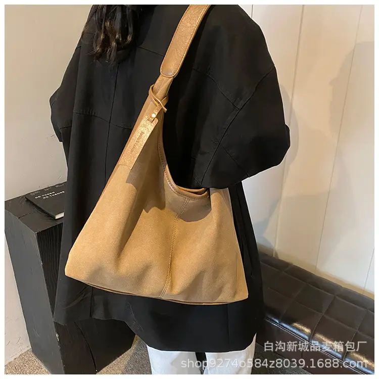 Women Retro Frosted Suede Shoulder Bag Brown Large Capacity — feature 28