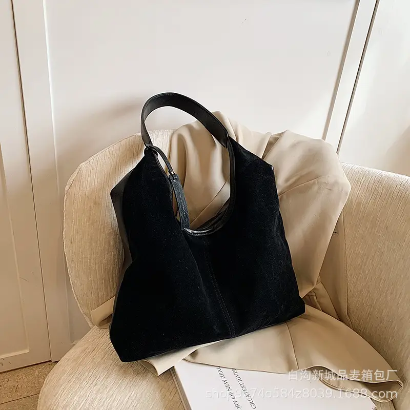 Women Retro Frosted Suede Shoulder Bag Brown Large Capacity - Image 3