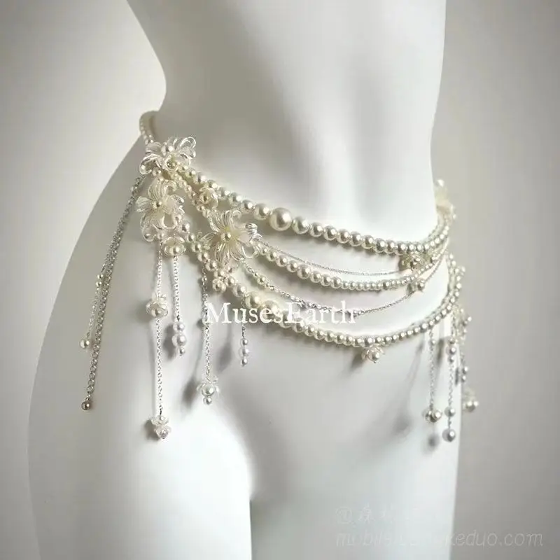 Super Fairy Tassel Flower Pearl Multi-Layer Waist Chain Niche High-End Stylish Versatile Fashionable Elegant Women Matchinging Waist Accessories