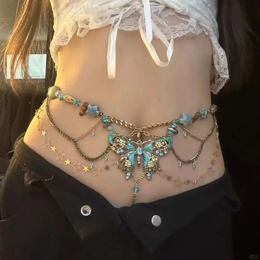 Super Fairy Tassel Flower Pearl Multi-Layer Waist Chain Niche High-End Stylish Versatile Fashionable Elegant Women Matchinging Waist Accessories