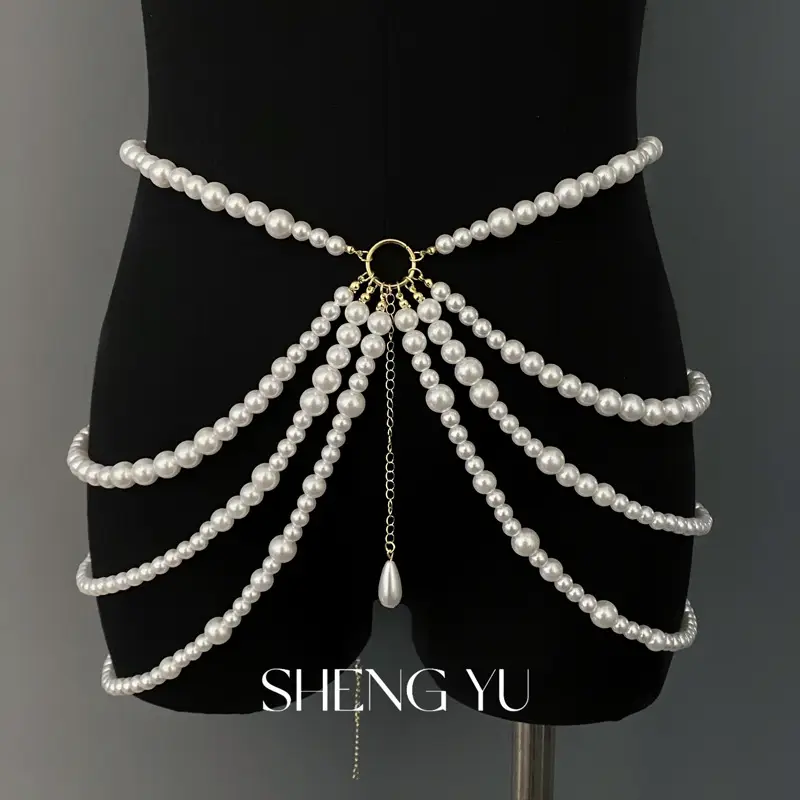 Super Fairy Tassel Flower Pearl Multi-Layer Waist Chain Niche High-End Stylish Versatile Fashionable Elegant Women Matchinging Waist Accessories