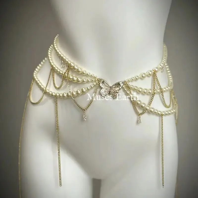 Super Fairy Tassel Flower Pearl Multi-Layer Waist Chain Niche High-End Stylish Versatile Fashionable Elegant Women Matchinging Waist Accessories