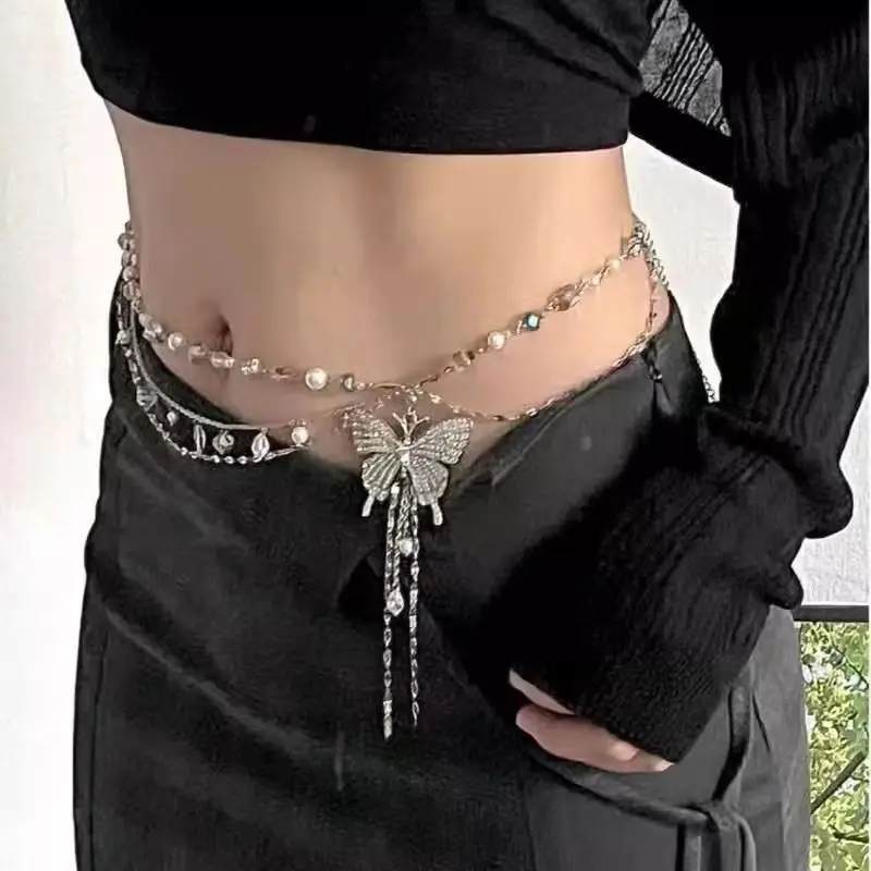 Super Fairy Tassel Flower Pearl Multi-Layer Waist Chain Niche High-End Stylish Versatile Fashionable Elegant Women Matchinging Waist Accessories