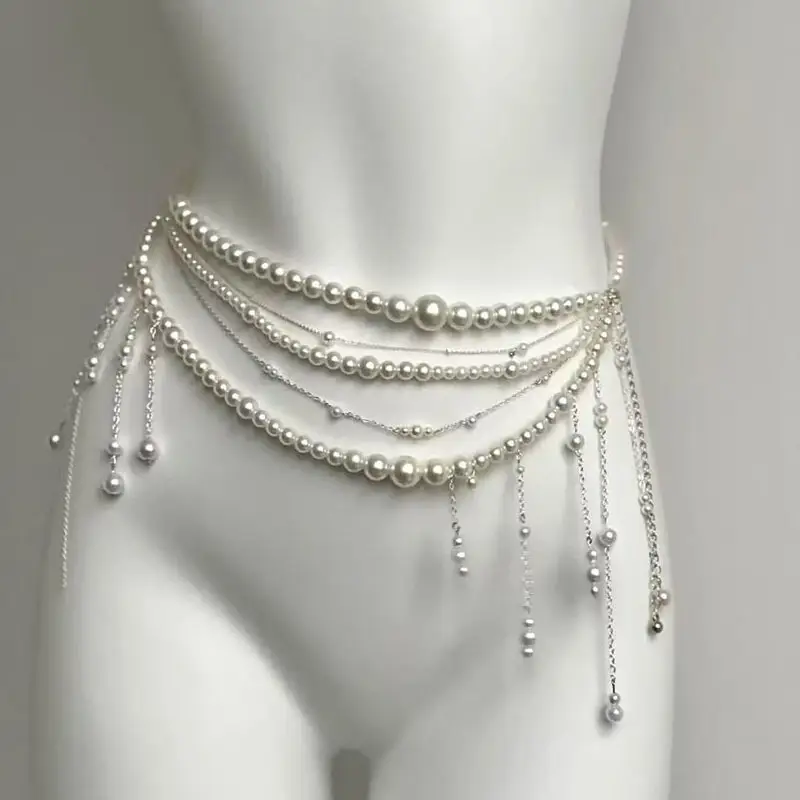 Super Fairy Tassel Flower Pearl Multi-Layer Waist Chain Niche High-End Stylish Versatile Fashionable Elegant Women Matchinging Waist Accessories
