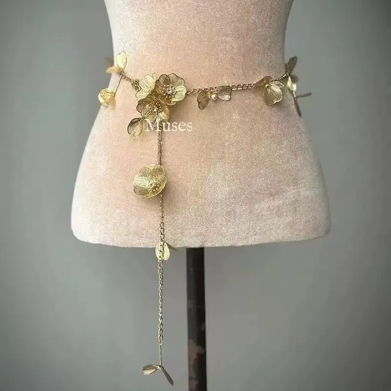 Super Fairy Tassel Flower Pearl Multi-Layer Waist Chain Niche High-End Stylish Versatile Fashionable Elegant Women Matchinging Waist Accessories