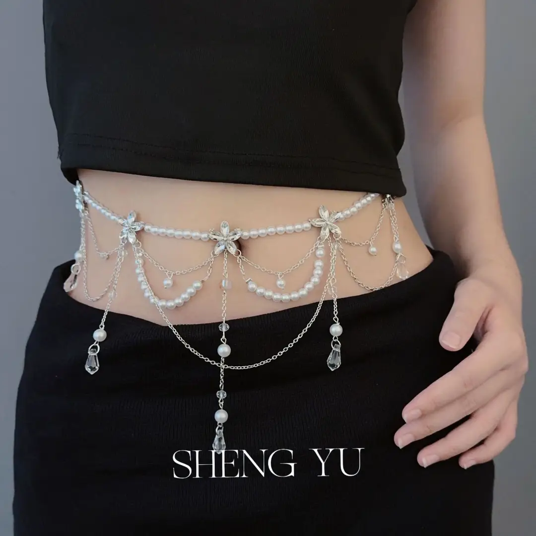 Super Fairy Tassel Flower Pearl Multi-Layer Waist Chain Niche High-End Stylish Versatile Fashionable Elegant Women Matchinging Waist Accessories