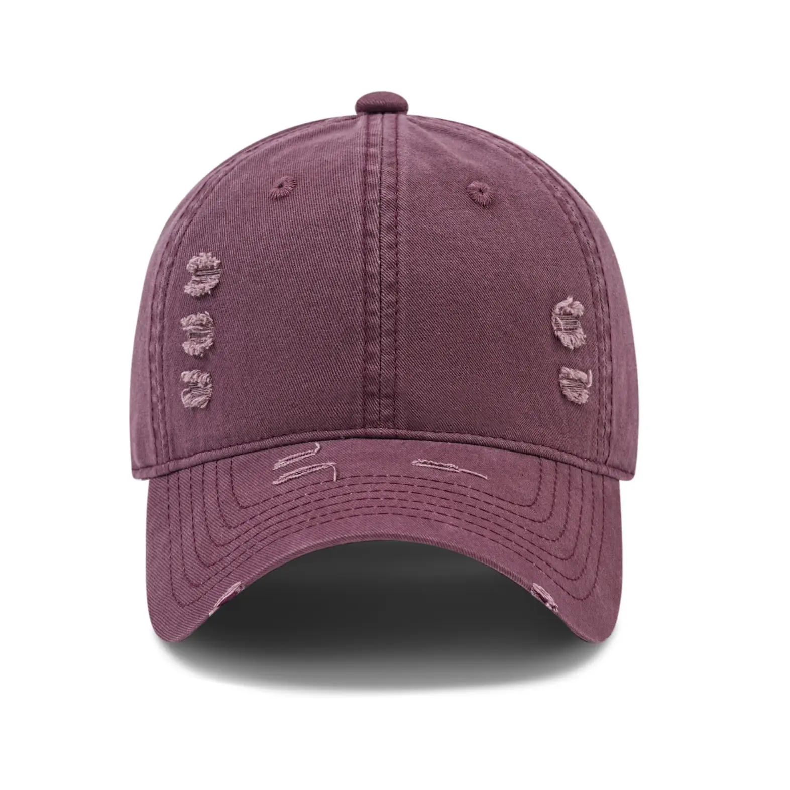 Black Distressed Cotton Baseball Cap for Men - Image 12