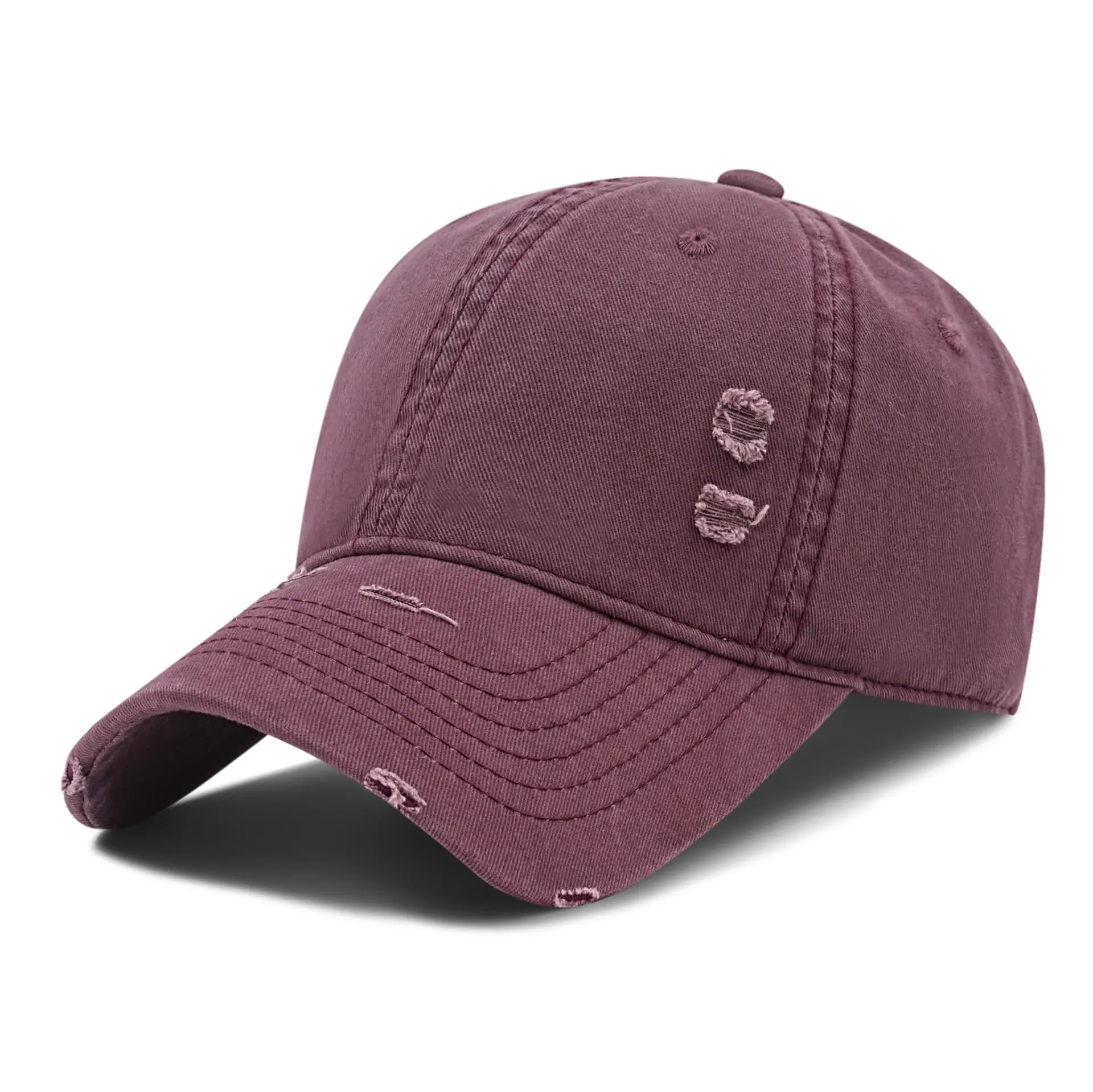 Black Distressed Cotton Baseball Cap for Men - Image 13