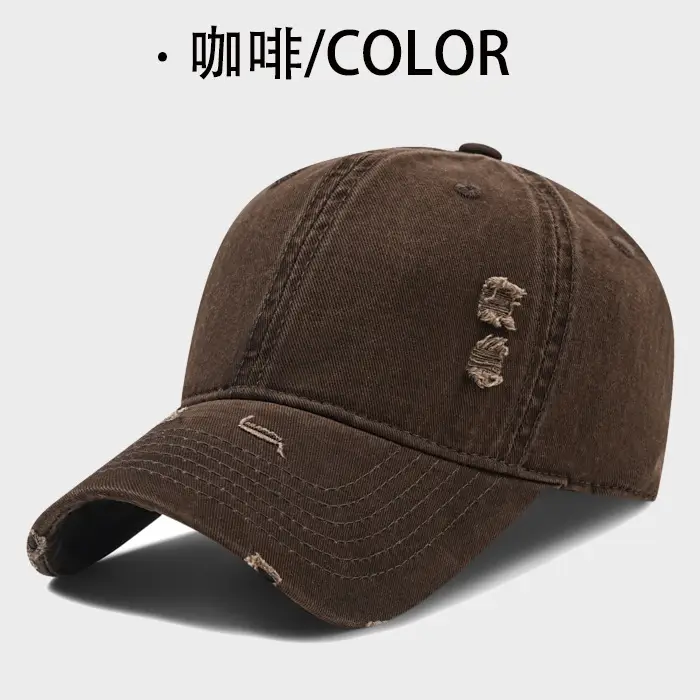 Black Distressed Cotton Baseball Cap for Men - Image 6