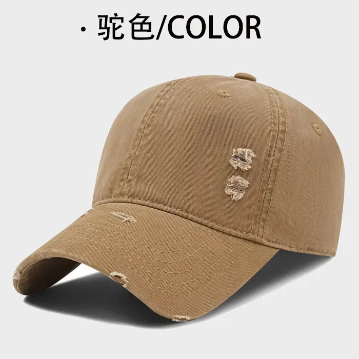 Black Distressed Cotton Baseball Cap for Men - Image 9