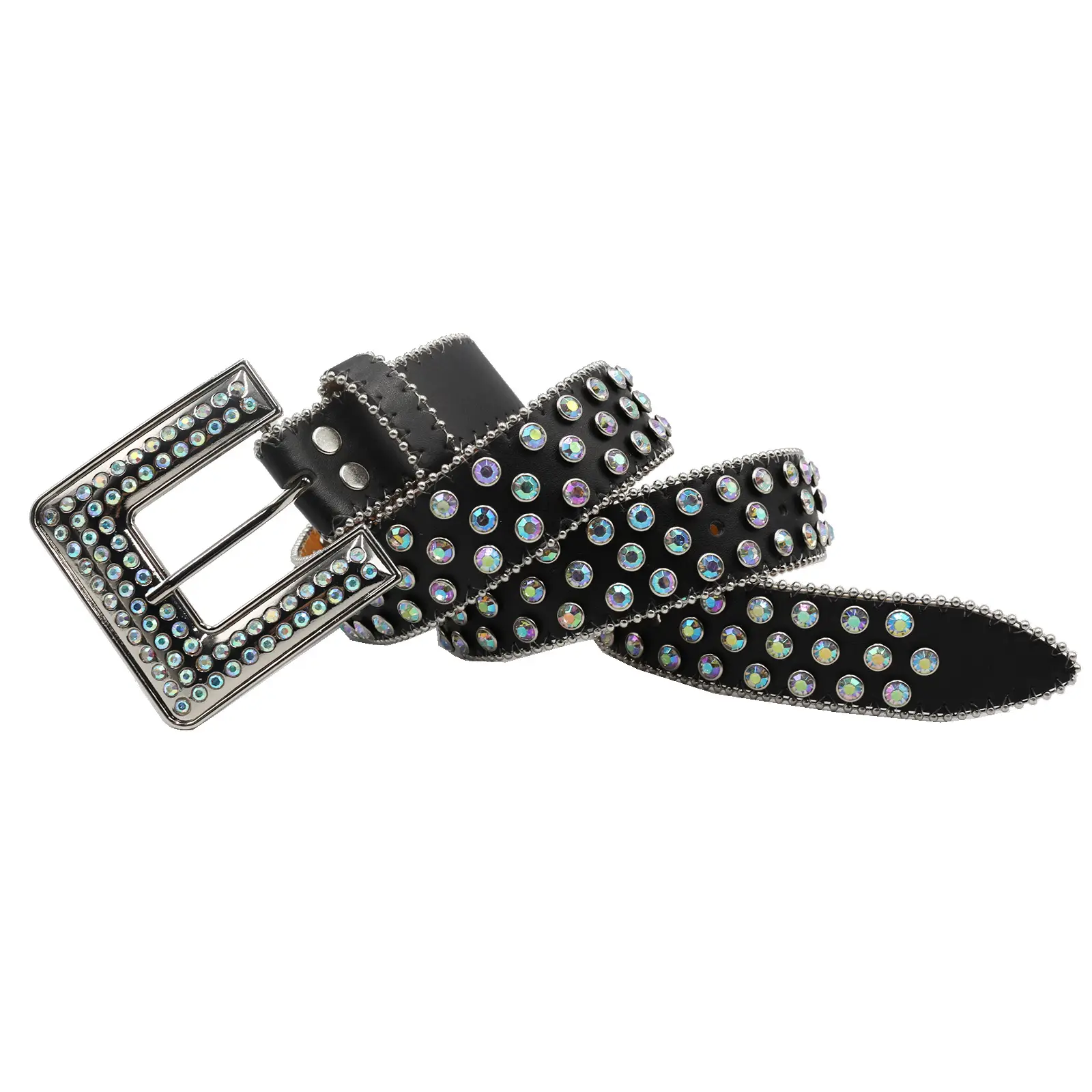 Black Rhinestone Square Buckle Belt for Women - Image 4