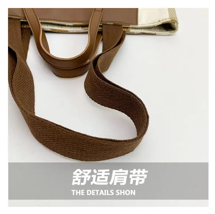 Large Capacity Striped Canvas Tote Bag for Women — feature 5