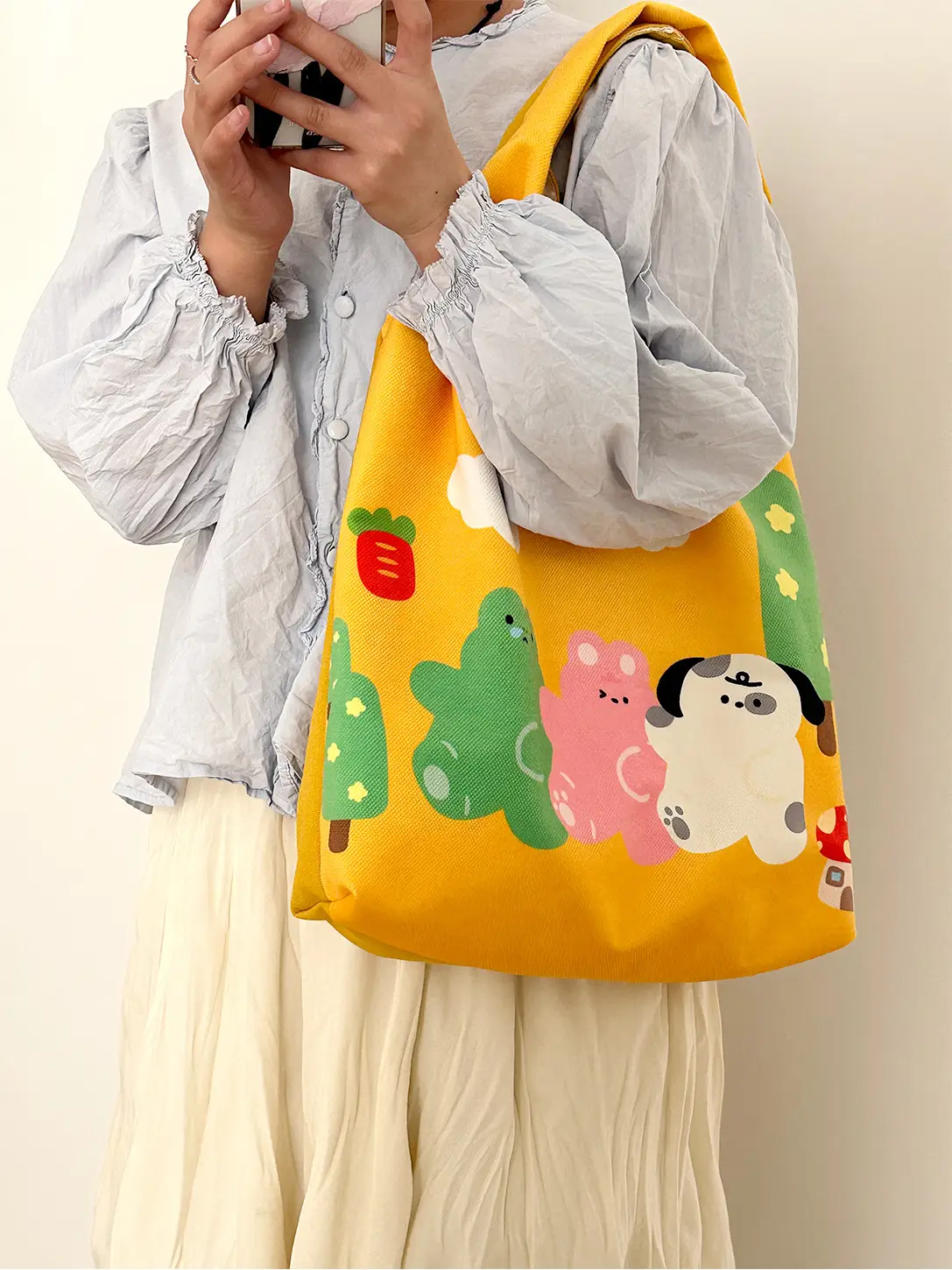 Pink Polka Dot Bunny Embroidered Shoulder Bag - Image 20