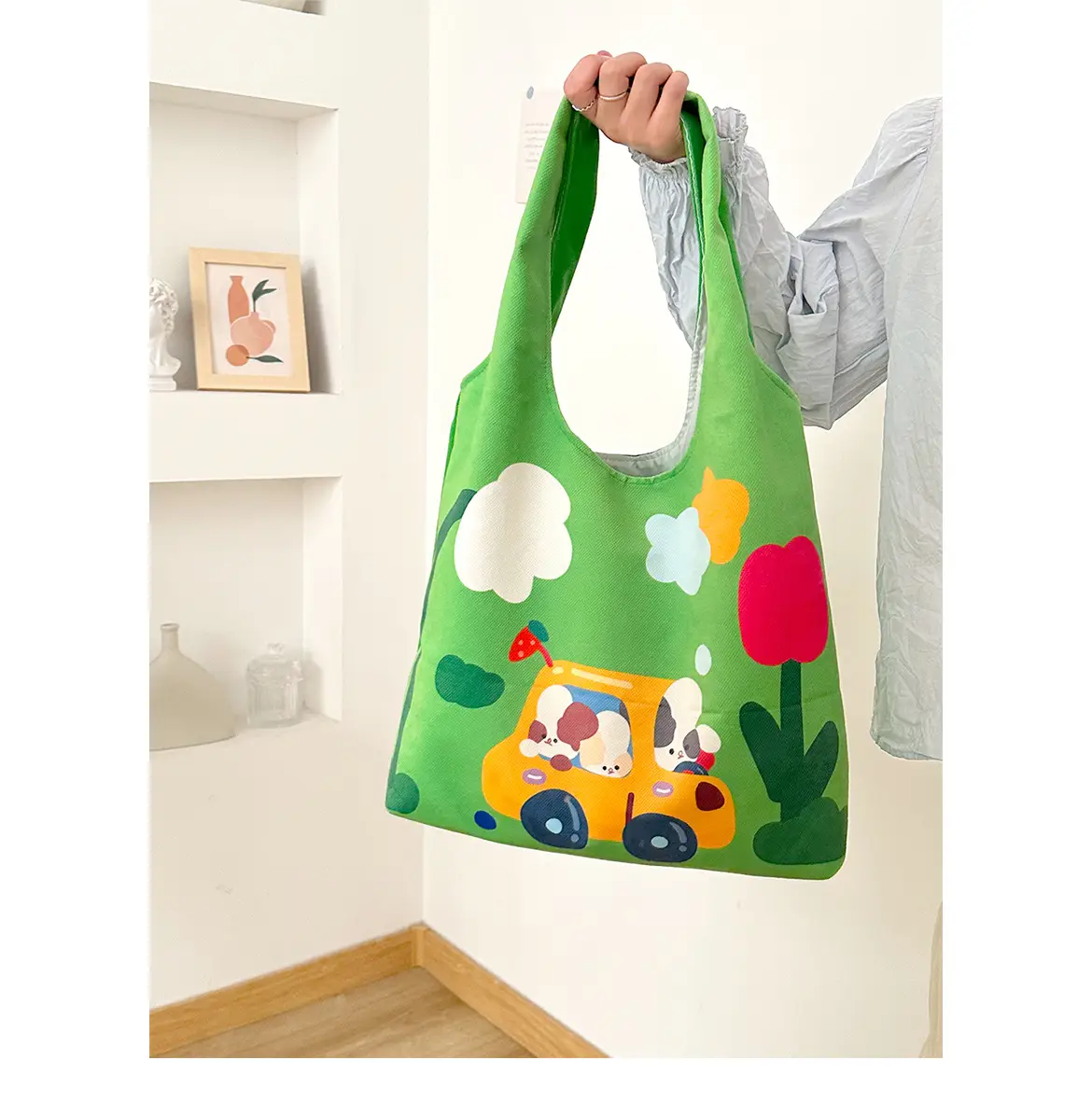 Pink Polka Dot Bunny Embroidered Shoulder Bag — feature 3