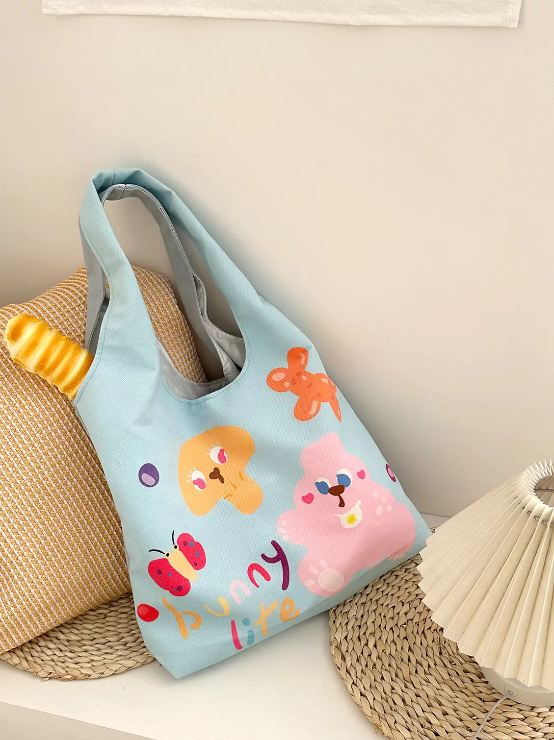 Pink Polka Dot Bunny Embroidered Shoulder Bag — feature 9