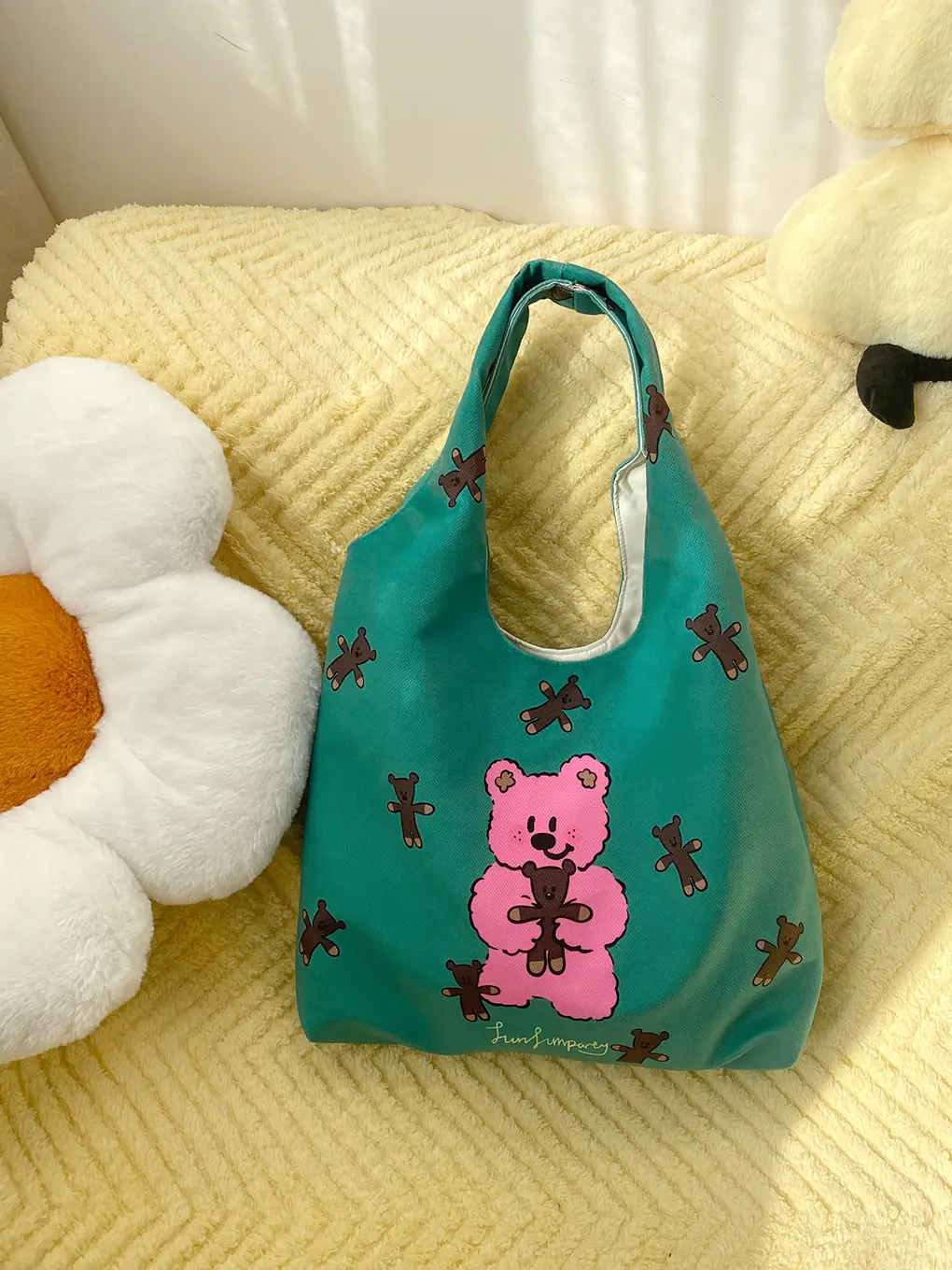 Pink Polka Dot Bunny Embroidered Shoulder Bag - Image 11