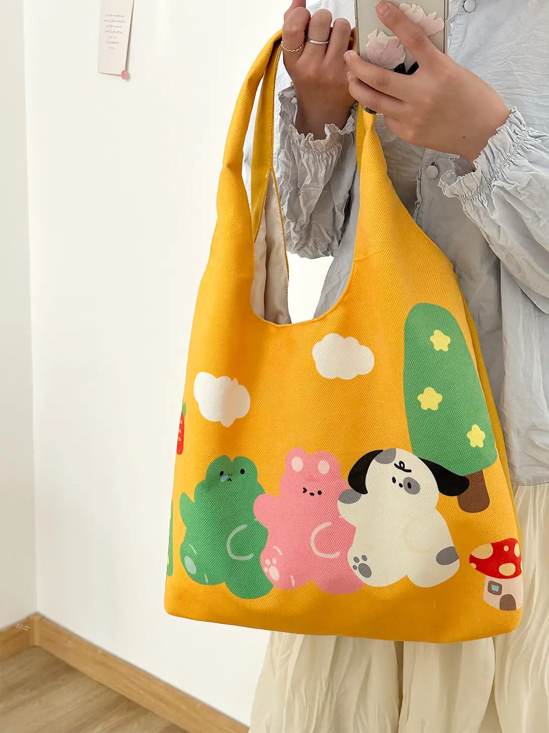 Pink Polka Dot Bunny Embroidered Shoulder Bag - Image 13