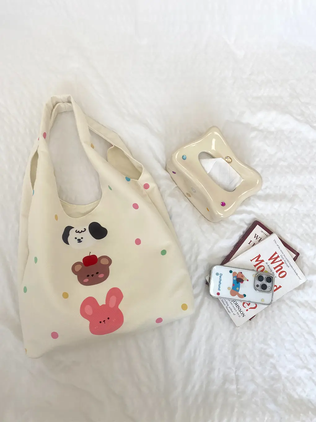 Pink Polka Dot Bunny Embroidered Shoulder Bag - Image 17