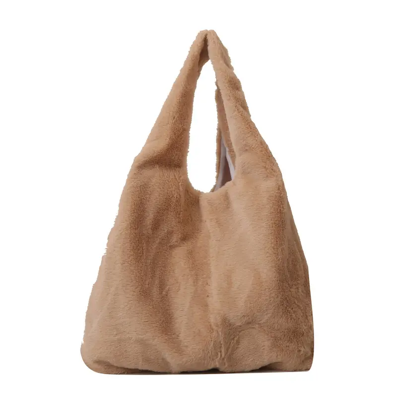 Pink French Style Plush Shoulder Bag for Women - Image 13