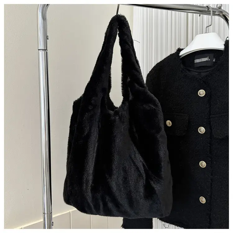 Pink French Style Plush Shoulder Bag for Women — feature 12