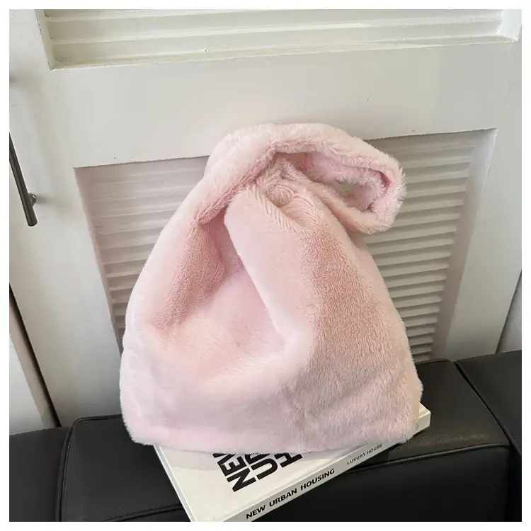 Pink French Style Plush Shoulder Bag for Women — feature 14