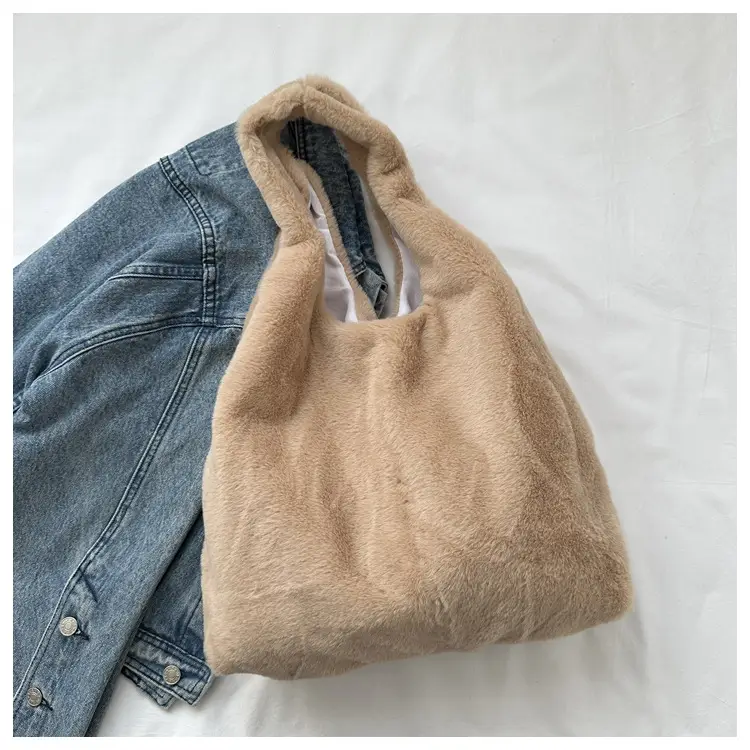 Pink French Style Plush Shoulder Bag for Women — feature 19