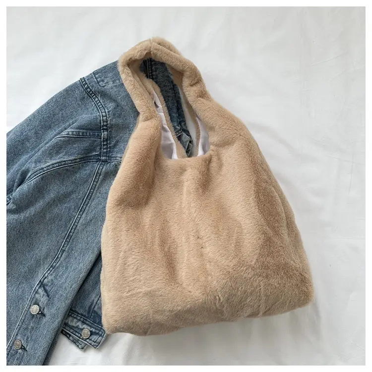 Pink French Style Plush Shoulder Bag for Women — feature 20