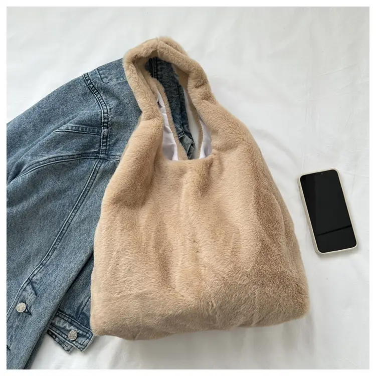 Pink French Style Plush Shoulder Bag for Women — feature 21