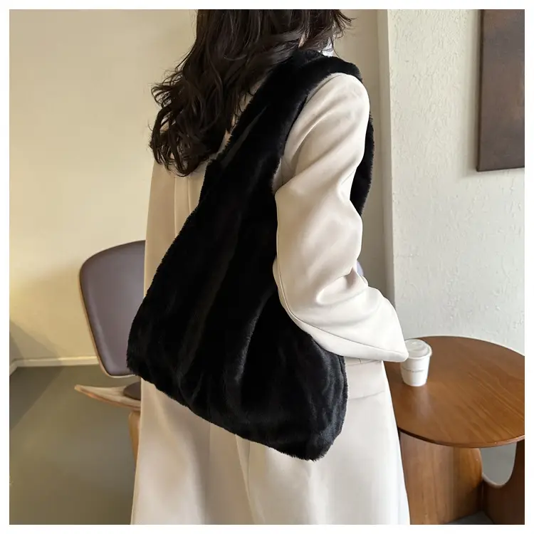 Pink French Style Plush Shoulder Bag for Women — feature 28