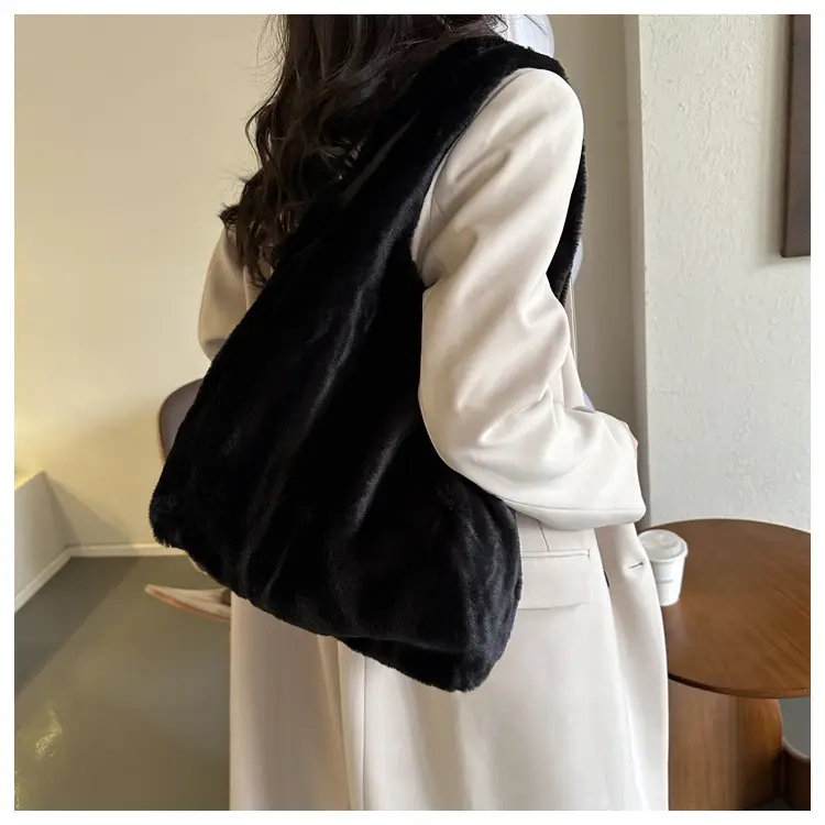 Pink French Style Plush Shoulder Bag for Women — feature 31