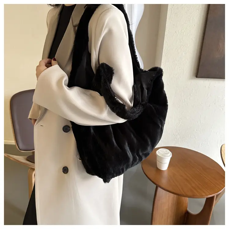 Pink French Style Plush Shoulder Bag for Women — feature 33