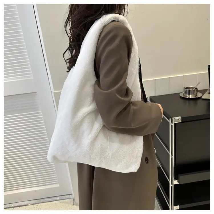 Pink French Style Plush Shoulder Bag for Women — feature 41