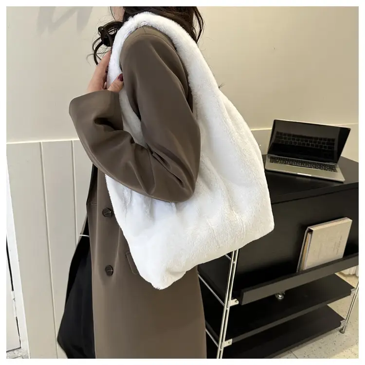 Pink French Style Plush Shoulder Bag for Women — feature 42
