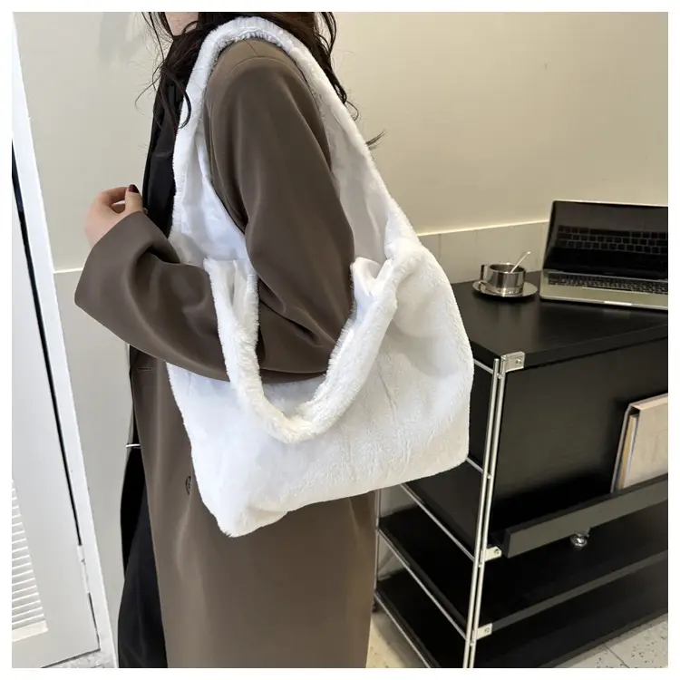 Pink French Style Plush Shoulder Bag for Women — feature 43