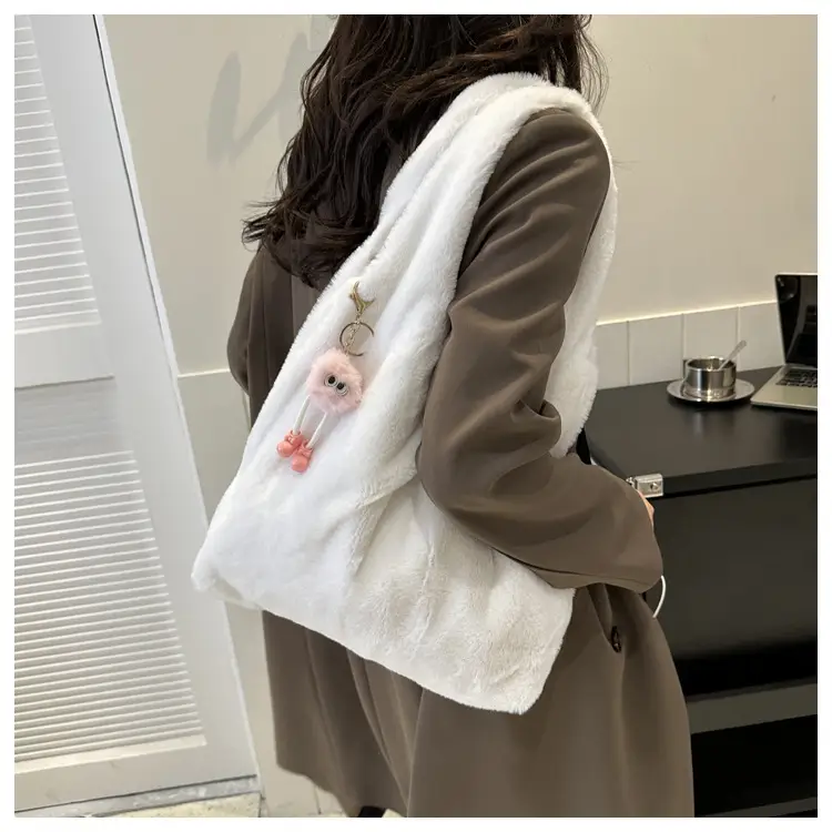 Pink French Style Plush Shoulder Bag for Women — feature 46