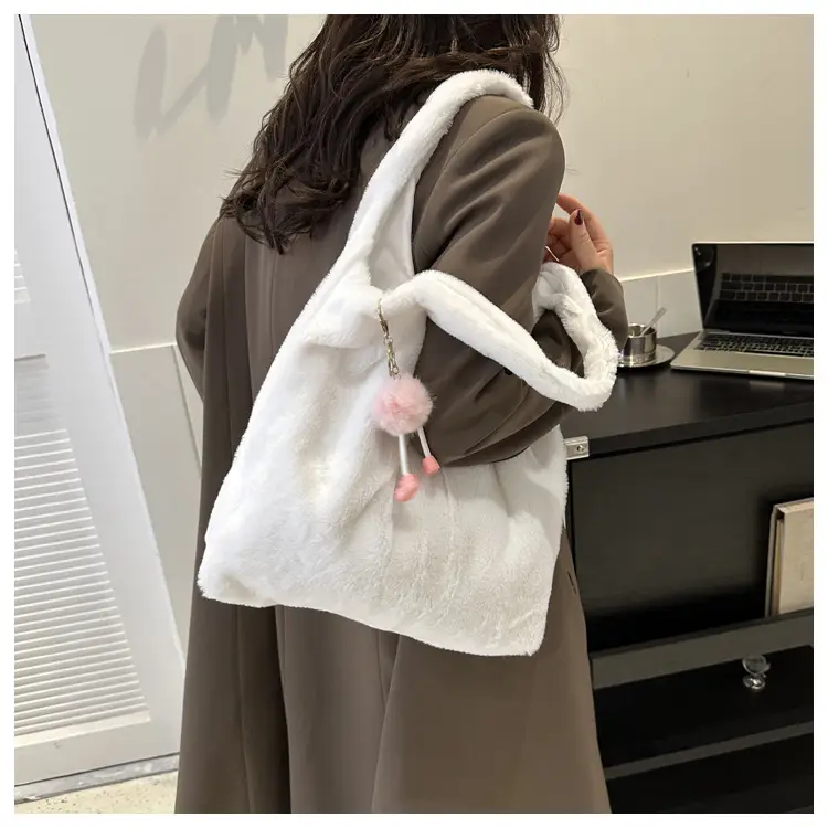 Pink French Style Plush Shoulder Bag for Women — feature 47