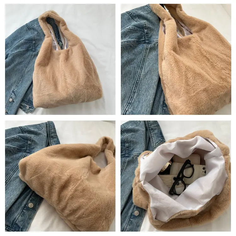 Pink French Style Plush Shoulder Bag for Women — feature 7