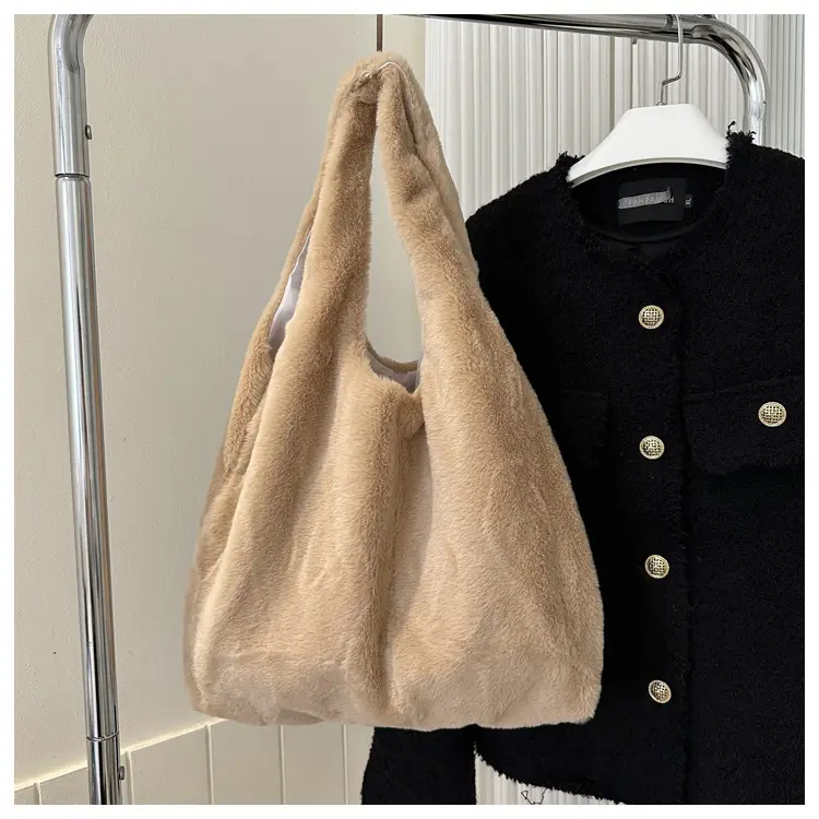 Pink French Style Plush Shoulder Bag for Women — feature 9