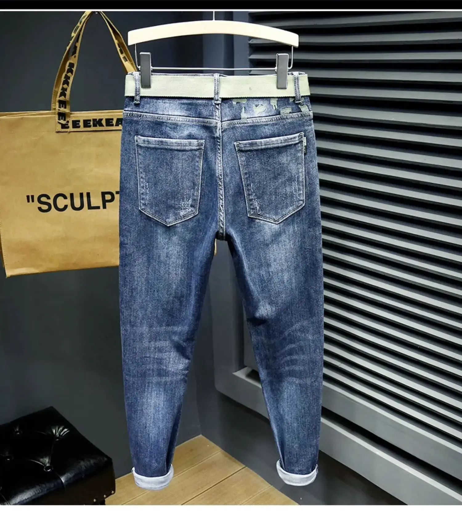 Men Slim Fit Tinged Jeans Dark Blue 2024 — feature 5