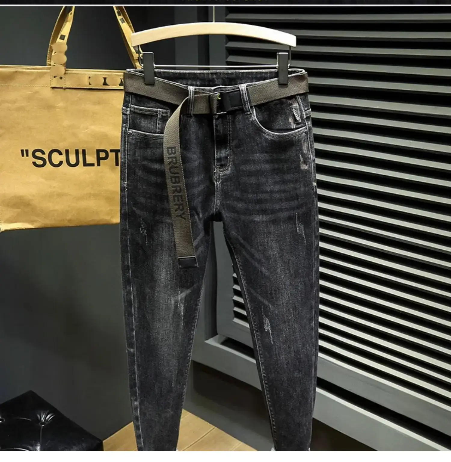 Men Slim Fit Tinged Jeans Dark Blue 2024 — feature 6