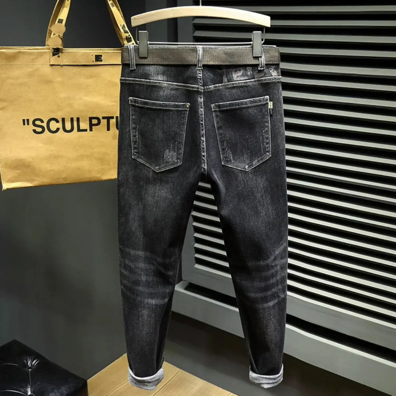 Men Slim Fit Tinged Jeans Dark Blue 2024 — feature 7