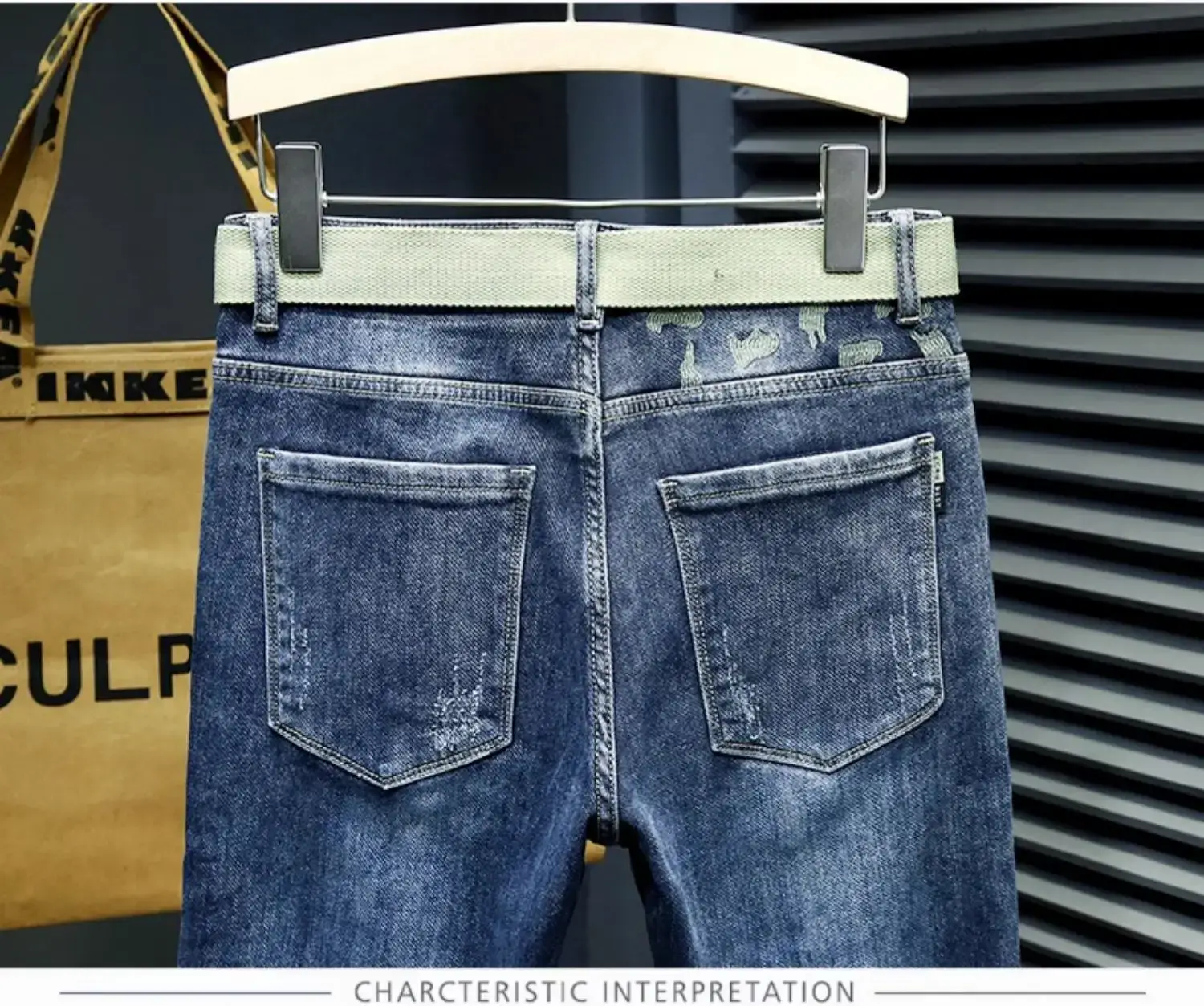 Men Slim Fit Tinged Jeans Dark Blue 2024 — feature 9