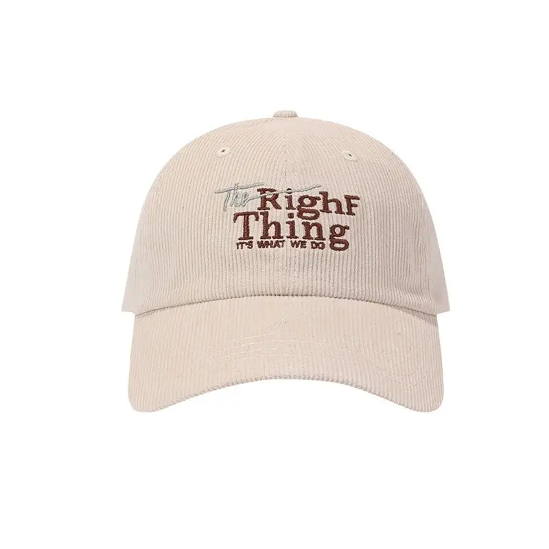 Pei Pihat Red Corduroy Baseball Cap with Letter Embroidery